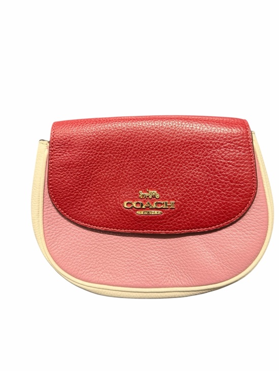 Coach Handbags - COACH Pebbled Leather Colorblock Crossbody Bag in Red/Pink/Cream missing strap